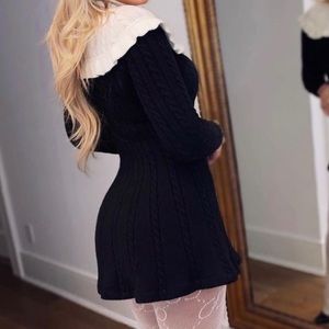 Black and white collar sweater dress